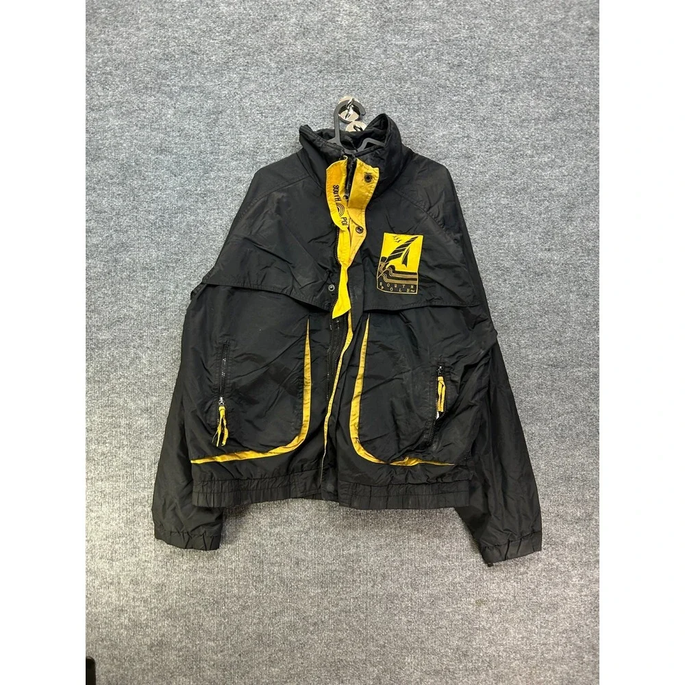 VTG Southpole Full Zip Windbreaker Jacket Men's Black Yellow Raglan Sleeve - L
